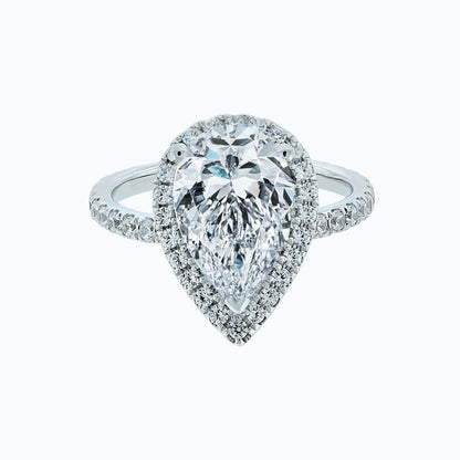3 CT Pear Lab-Grown Diamond Halo & Pave Engagement Ring 3