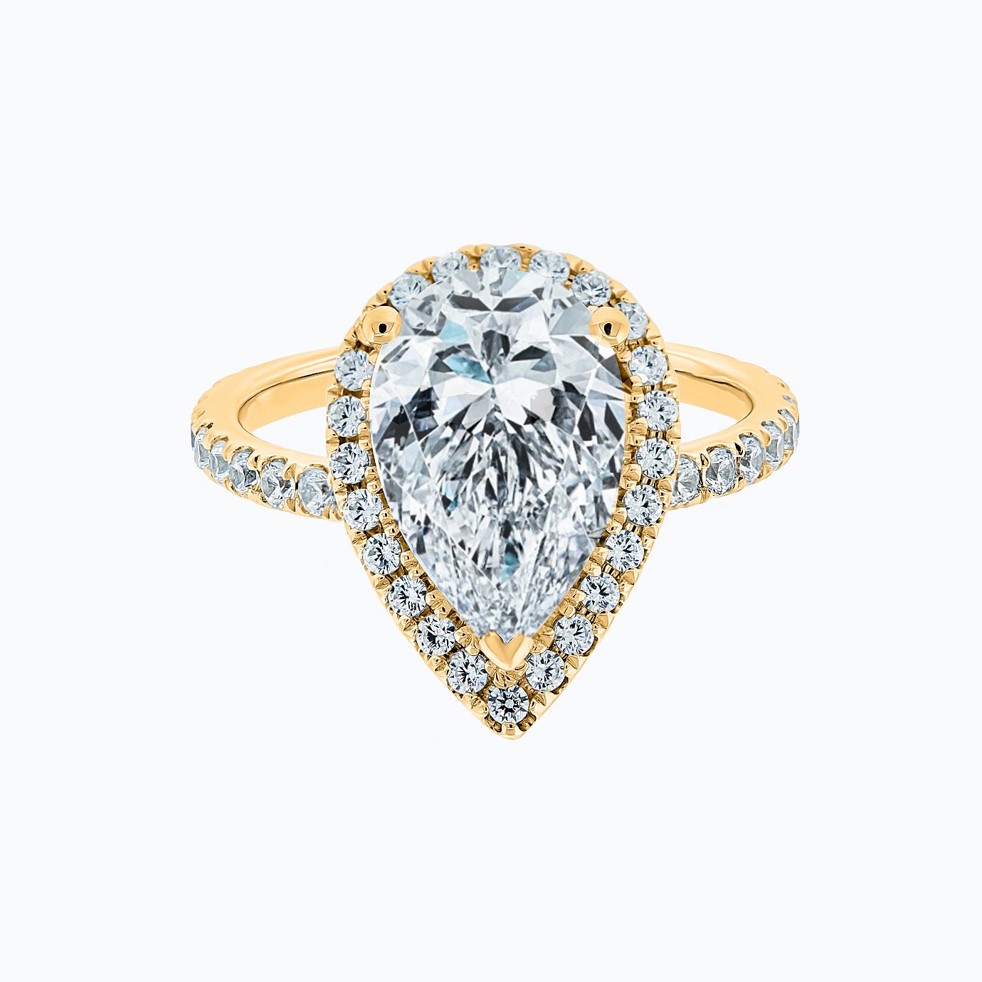 3 CT Pear Lab-Grown Diamond Halo & Pave Engagement Ring 1