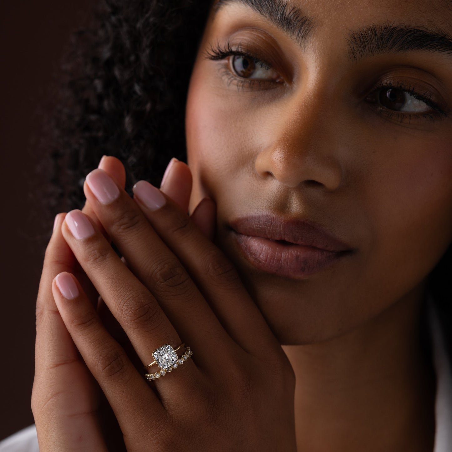 Bezel with Hidden Stone-Cushion Lab Grown Diamond Engagement Ring