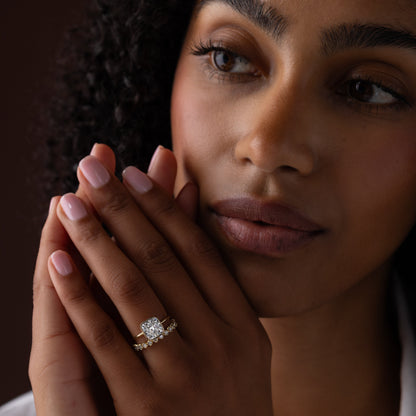 Bezel with Hidden Stone-Cushion Lab Grown Diamond Engagement Ring