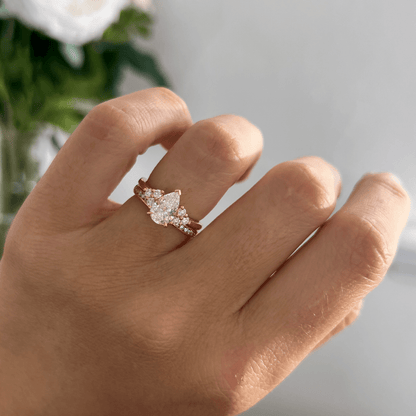 Cluster-Pear Lab Grown Diamond Engagement Ring