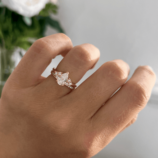 Cluster-Pear Lab Grown Diamond Engagement Ring