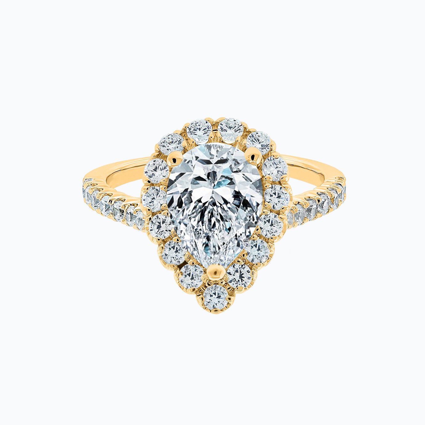 2.0 CT Pear-Shaped Lab-Grown Diamond Halo & Pave Engagement Ring 1