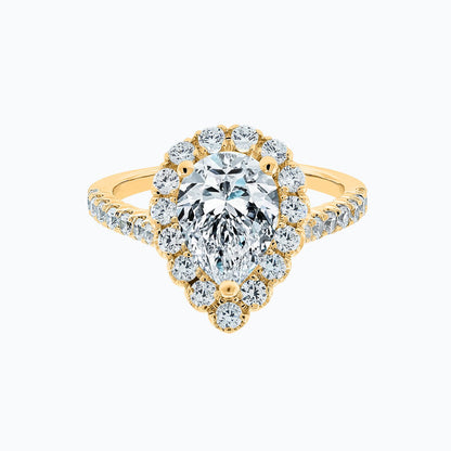 2.0 CT Pear-Shaped Lab-Grown Diamond Halo & Pave Engagement Ring 1