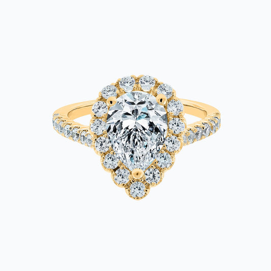 2.0 CT Pear-Shaped Lab-Grown Diamond Halo & Pave Engagement Ring 1