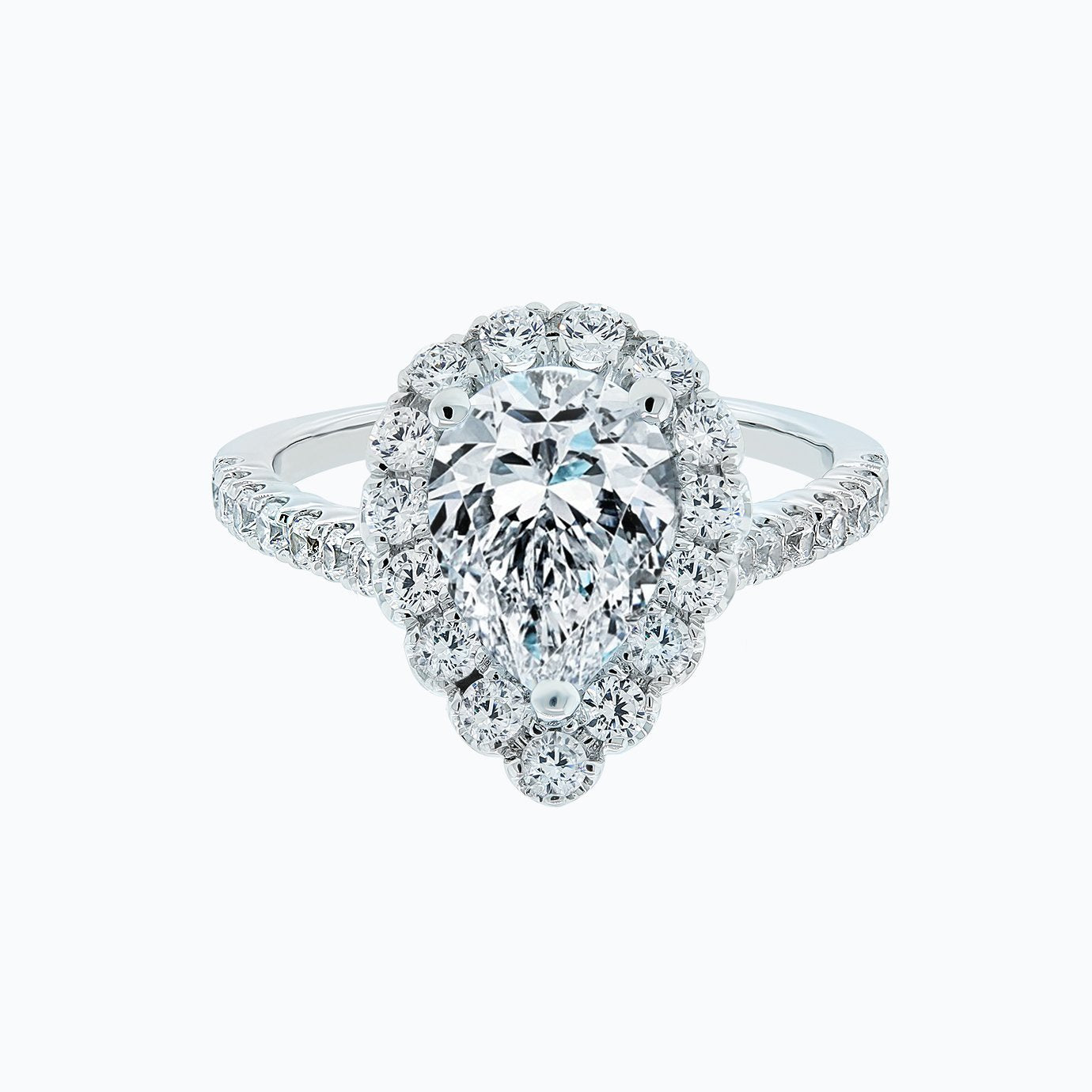 2.0 CT Pear-Shaped Lab-Grown Diamond Halo & Pave Engagement Ring 3