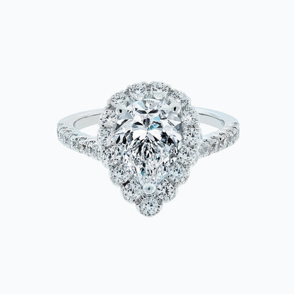 2.0 CT Pear-Shaped Lab-Grown Diamond Halo & Pave Engagement Ring 3
