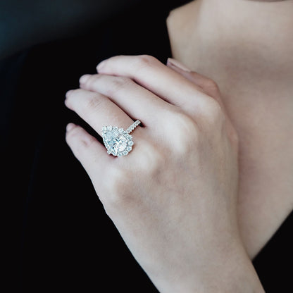 2.0 CT Pear-Shaped Lab-Grown Diamond Halo & Pave Engagement Ring 6