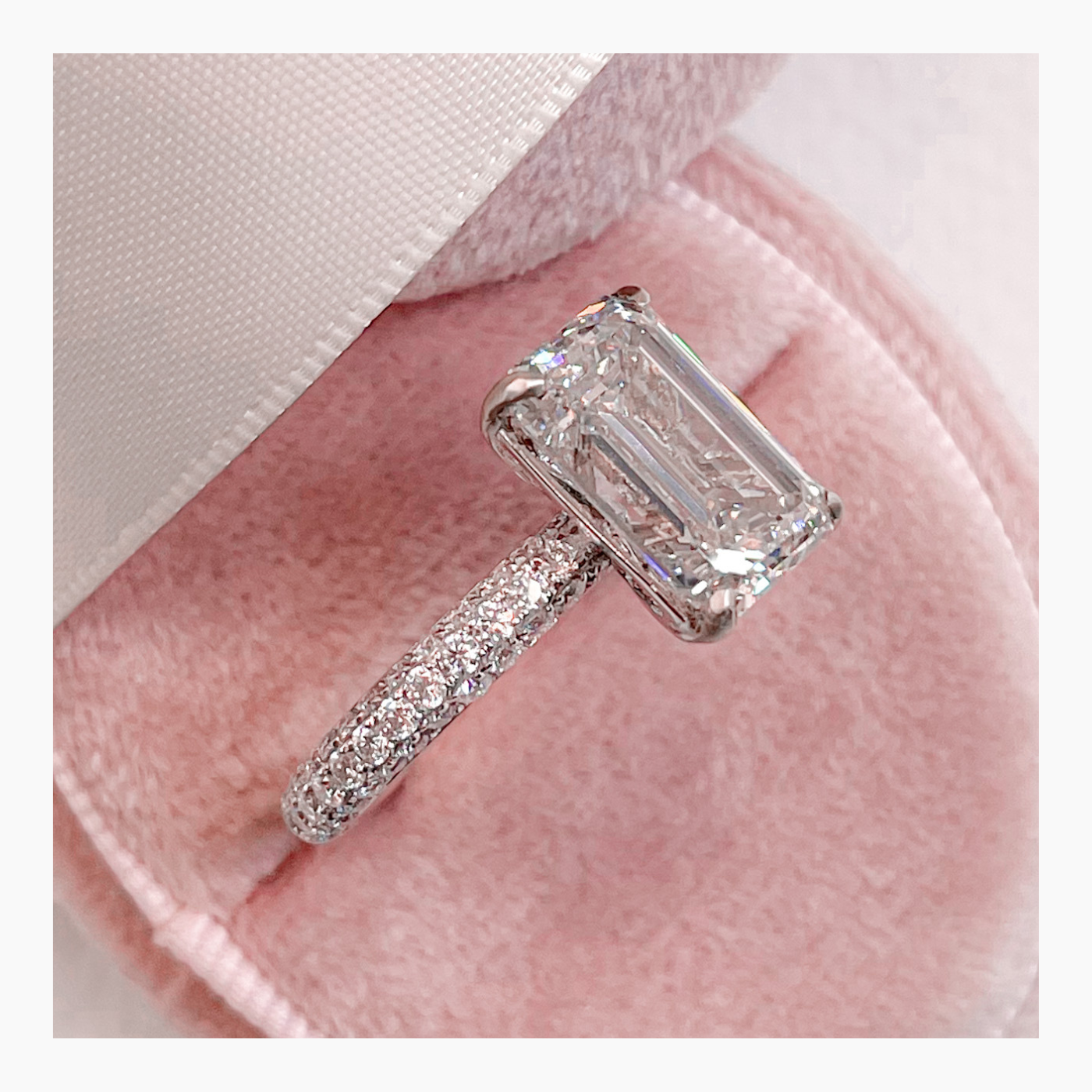 4.5 CT Emerald Cut Lab-Grown Diamond Pave Engagement Ring 6