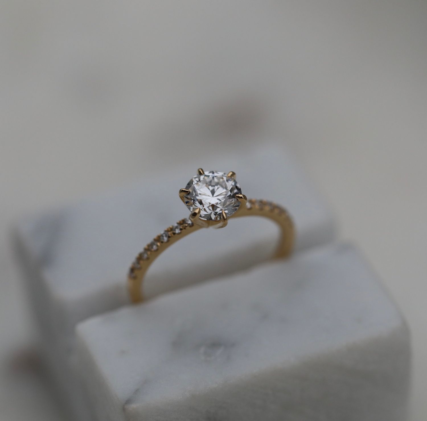 0.85 CT Round Lab-Grown Diamond Pave Engagement Ring