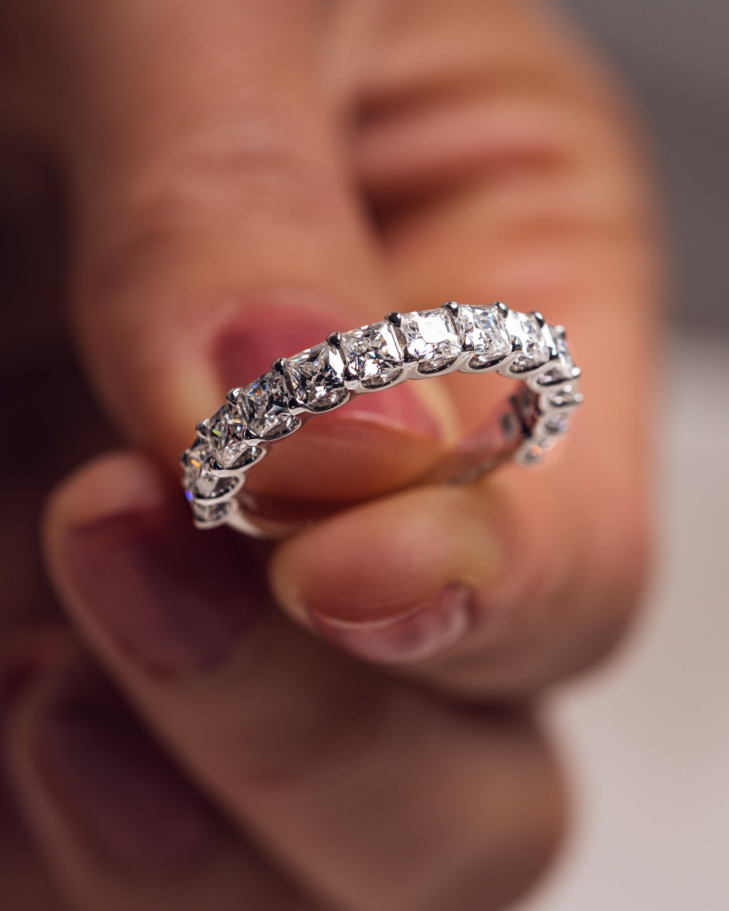 2.8 CT Princess Shaped Half Eternity Lab Grown Diamond Wedding Band