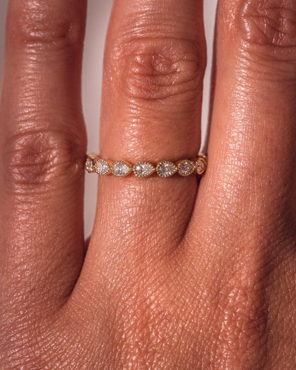 0.8 CT Pear Shaped Milgrain Lab Grown Diamond Wedding Band