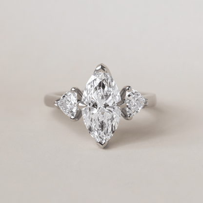 Three Stone-Marquise Cut Lab Grown Diamond Engagement Ring