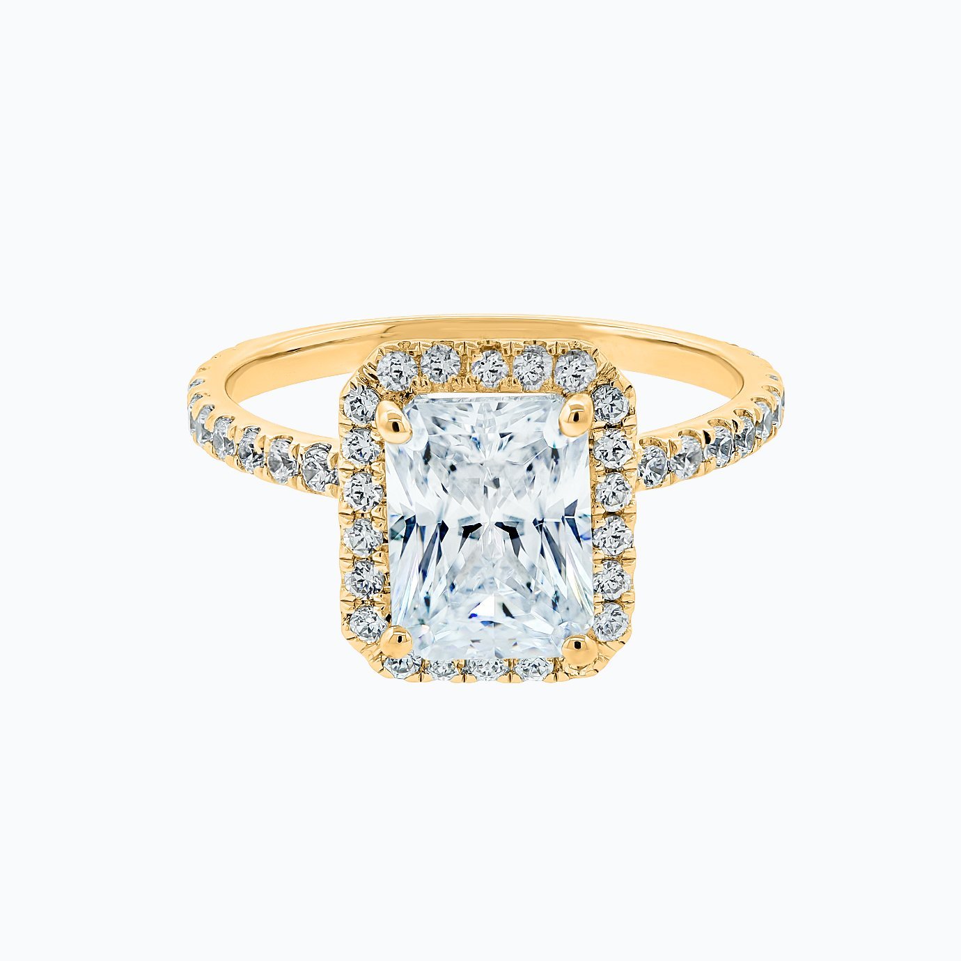 2.0 CT Radiant Lab-Grown Diamond Halo & Pavé Gold Engagement Ring 1