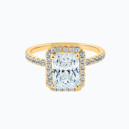 2.0 CT Radiant Lab-Grown Diamond Halo & Pavé Gold Engagement Ring 1