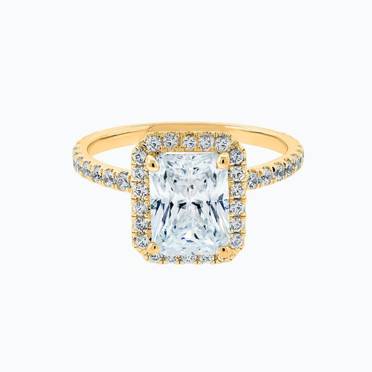 2.0 CT Radiant Lab-Grown Diamond Halo & Pavé Gold Engagement Ring 1
