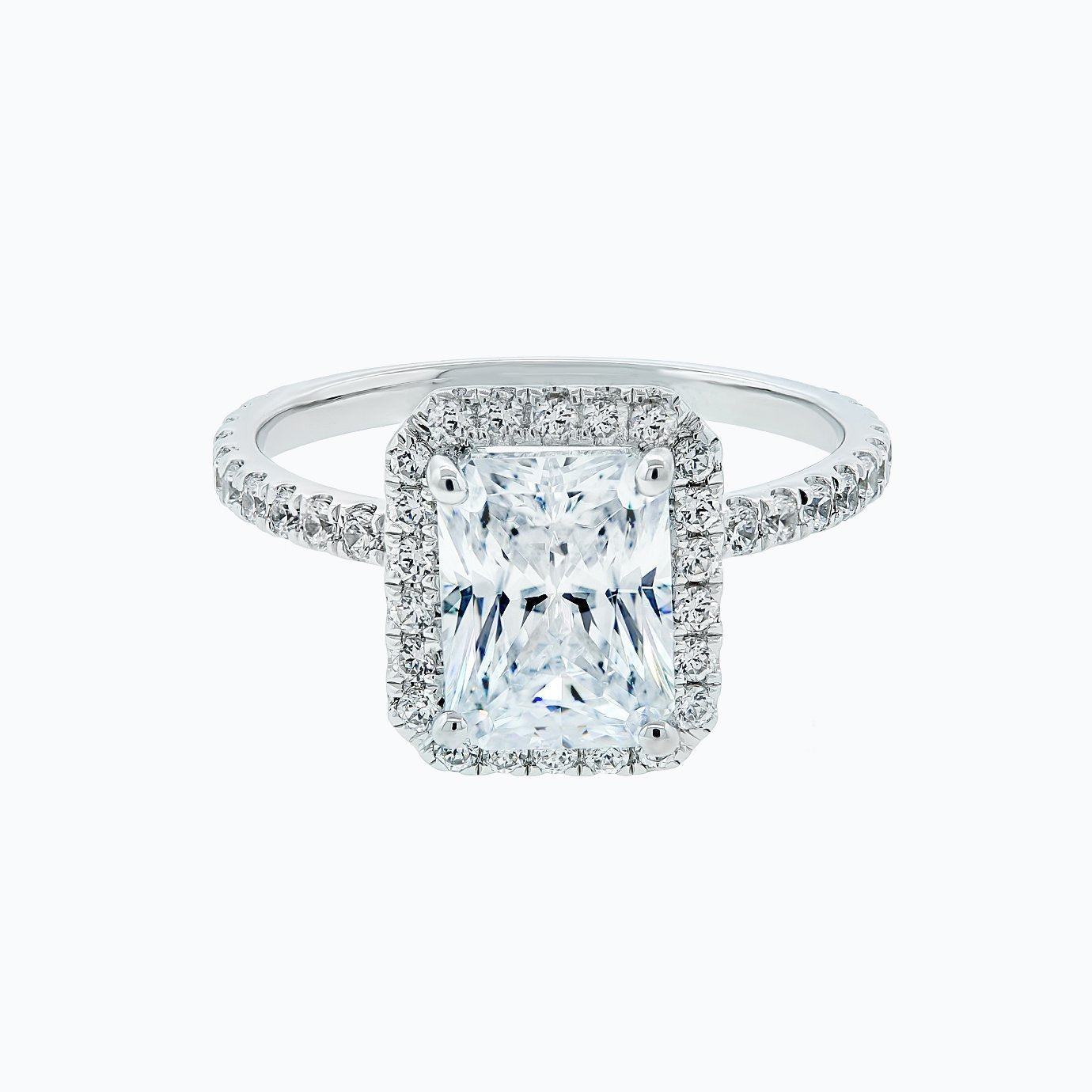2.0 CT Radiant Lab-Grown Diamond Halo & Pavé Gold Engagement Ring 3