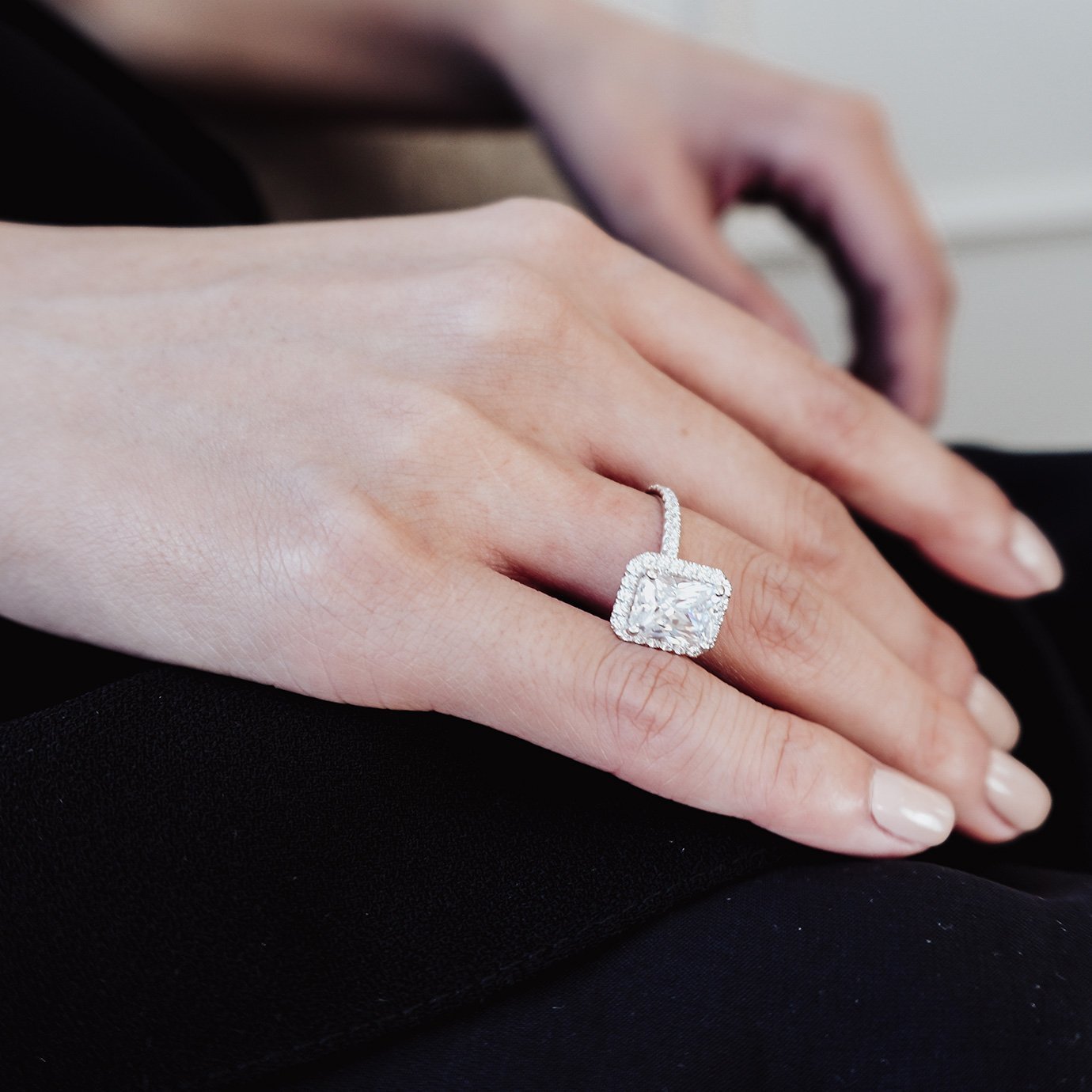 2.0 CT Radiant Lab-Grown Diamond Halo & Pavé Gold Engagement Ring 6