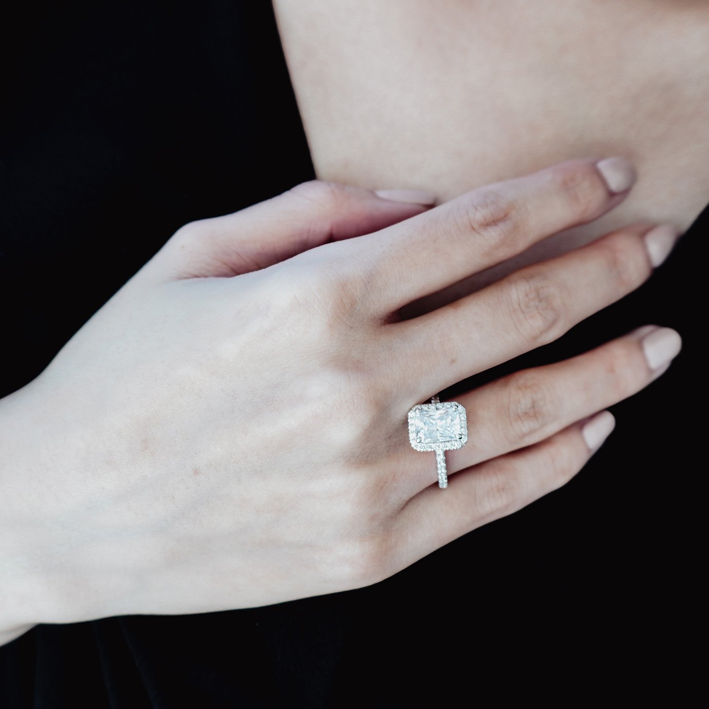 2.0 CT Radiant Lab-Grown Diamond Halo & Pavé Gold Engagement Ring 7