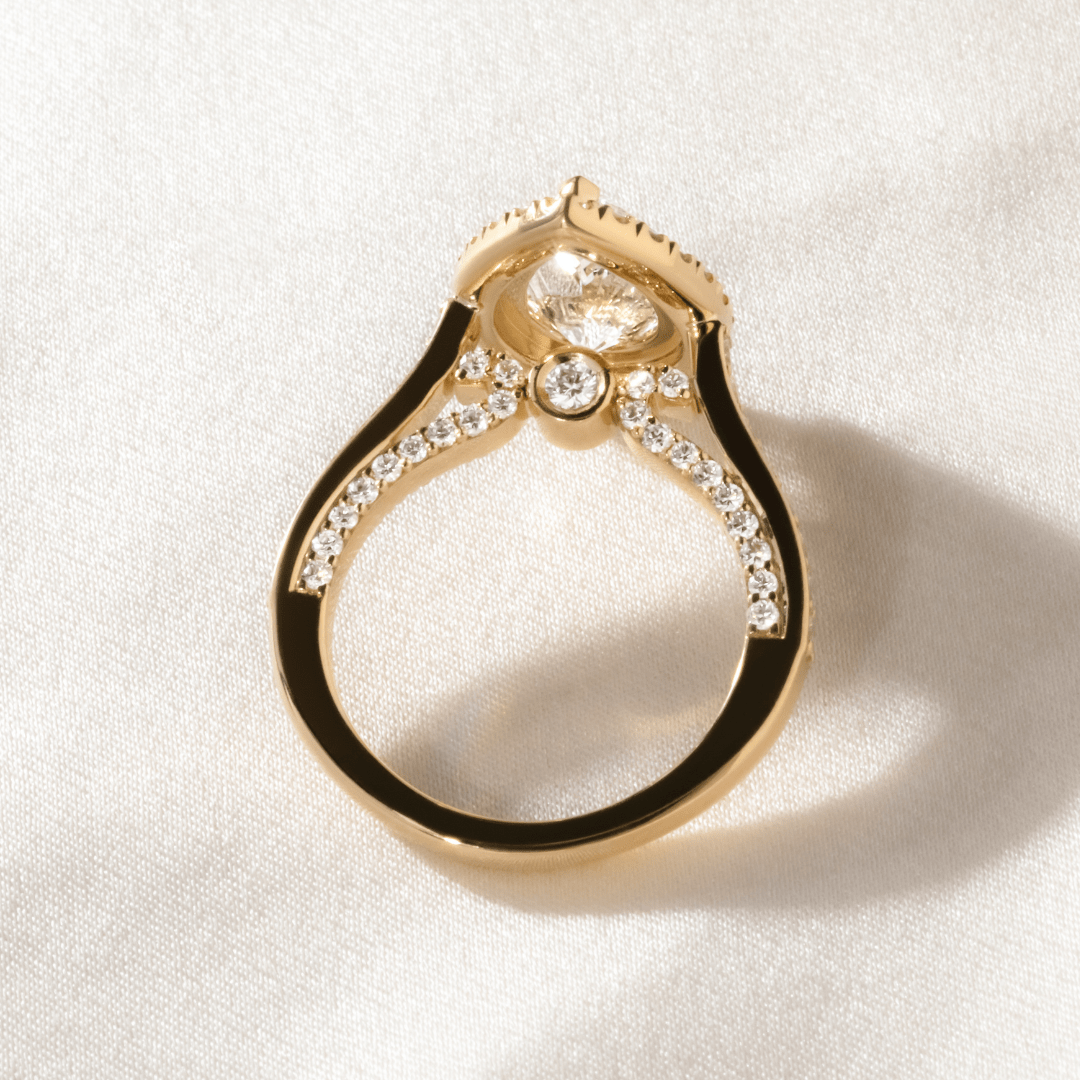 Halo & Unique Style Cathedral-Pear Lab Grown Diamond Engagement Ring