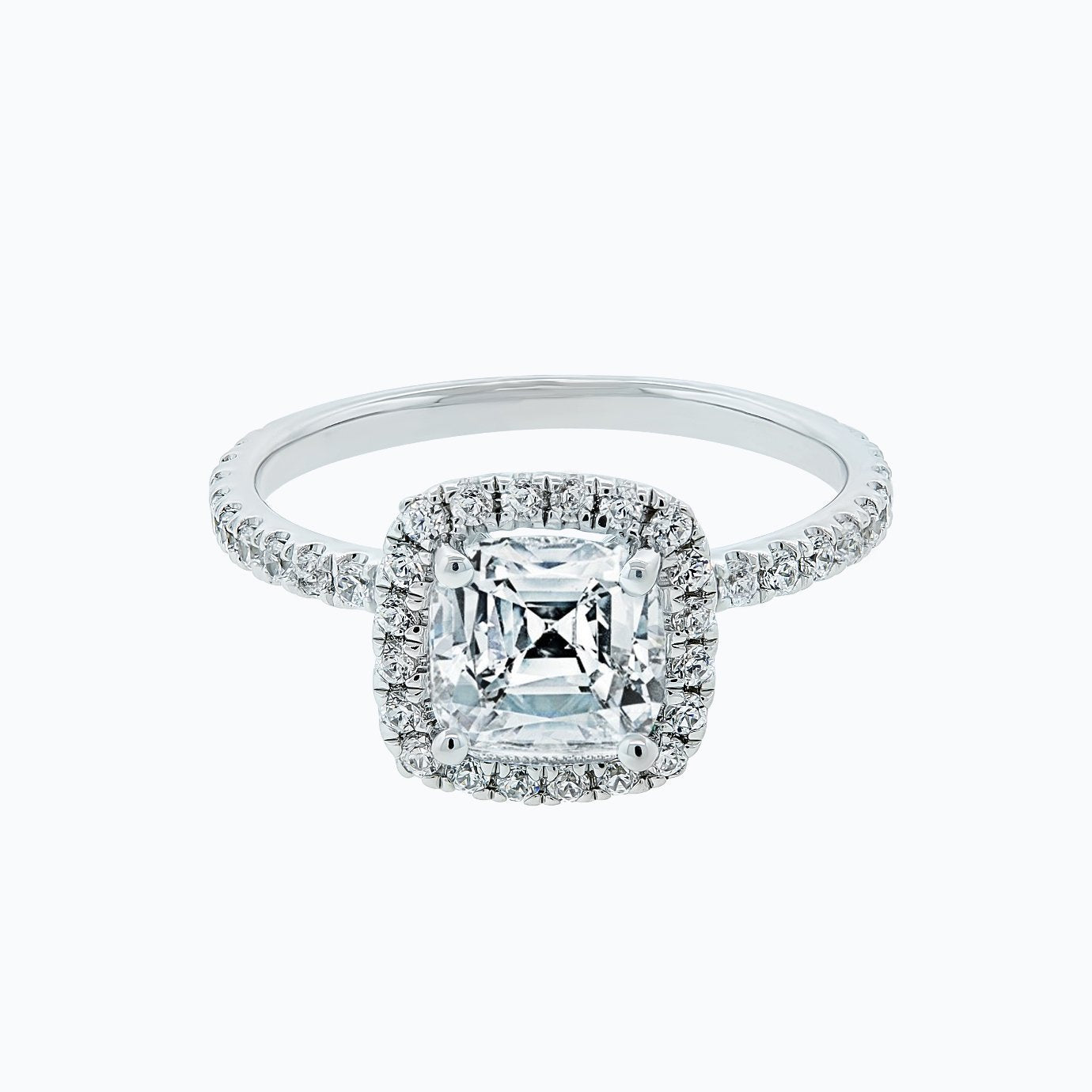 1.5 CT Asscher-Cut Lab-Grown Diamond Halo & Pave Engagement Ring 3