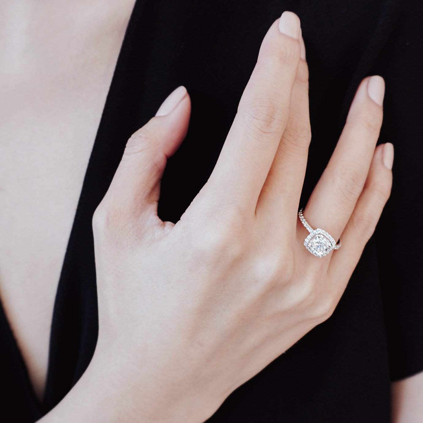 1.5 CT Asscher-Cut Lab-Grown Diamond Halo & Pave Engagement Ring 6