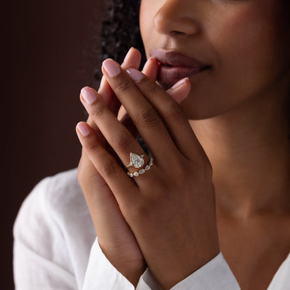 Bezel & Cluster Style-Pear Lab Grown Diamond Engagement Ring