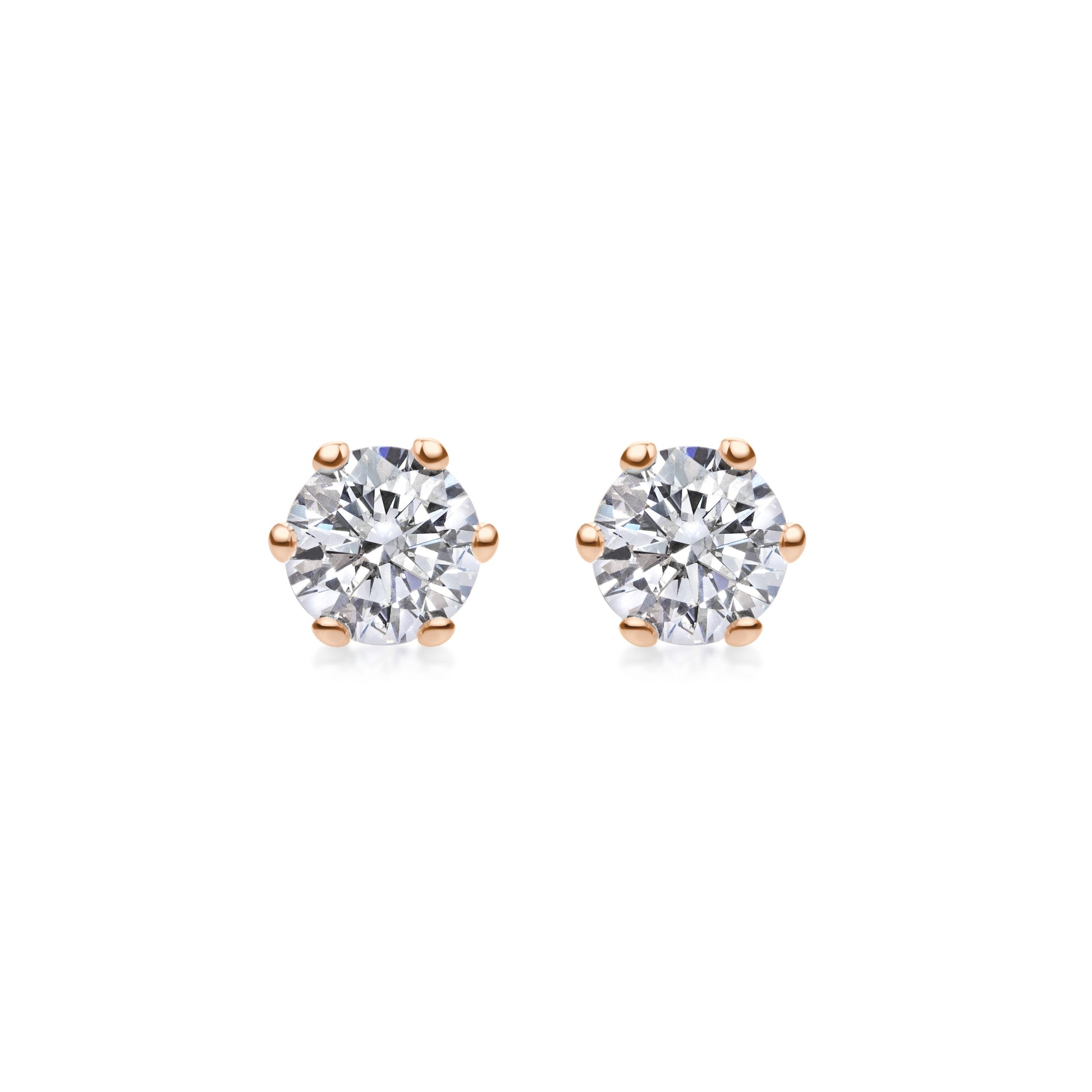 Elegant 0.5 CT Round Lab-Grown Diamond Stud Earrings in Gold Setting 3