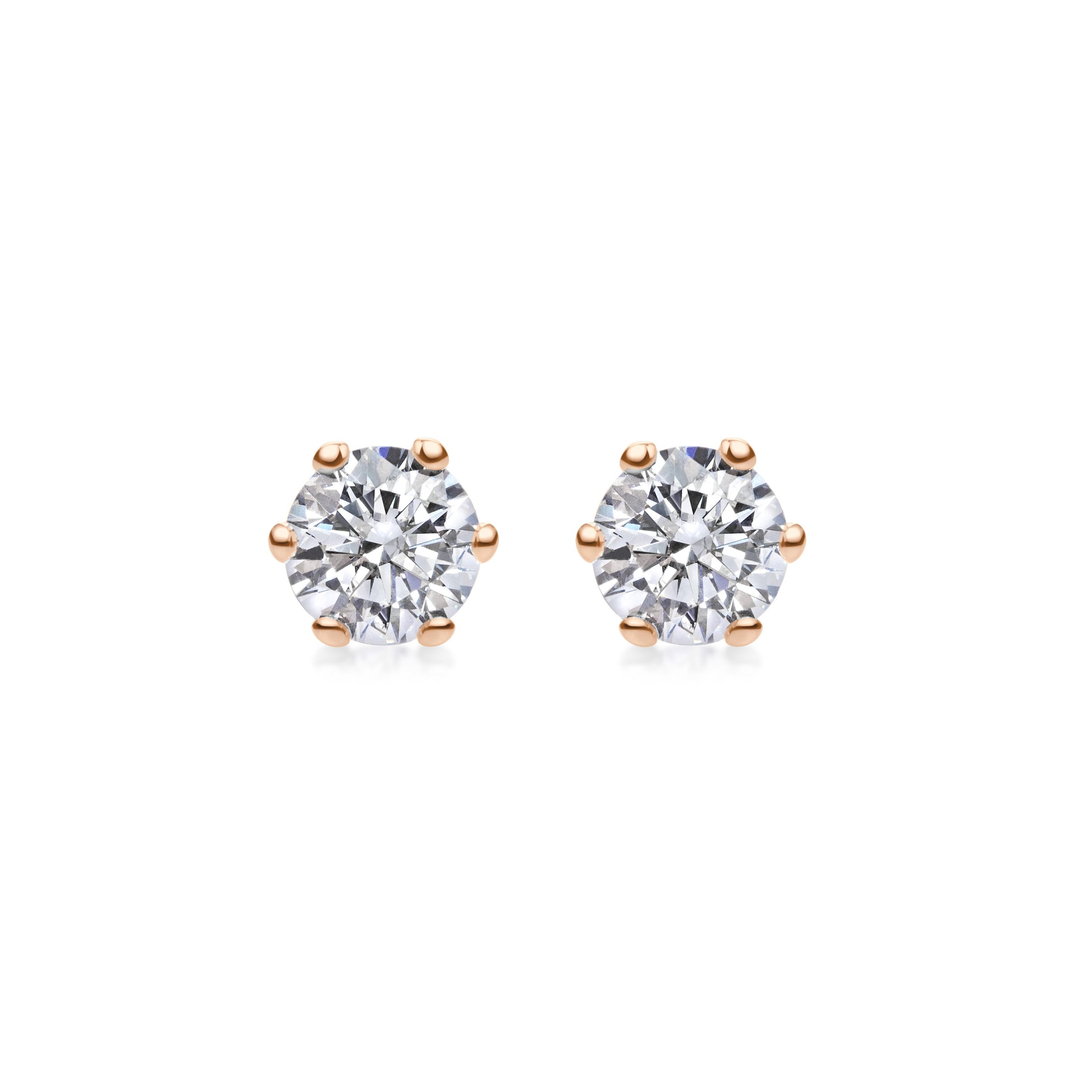 Elegant 0.5 CT Round Lab-Grown Diamond Stud Earrings in Gold Setting