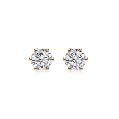 Elegant 0.5 CT Round Lab-Grown Diamond Stud Earrings in Gold Setting 3