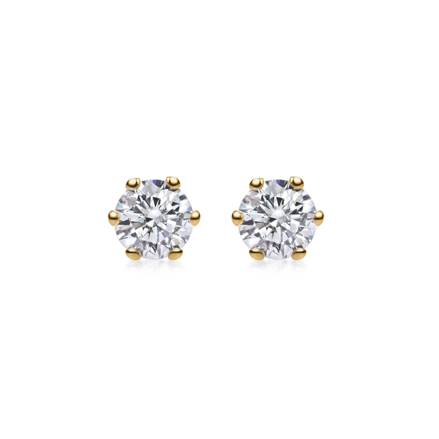 Elegant 0.5 CT Round Lab-Grown Diamond Stud Earrings in Gold Setting 1