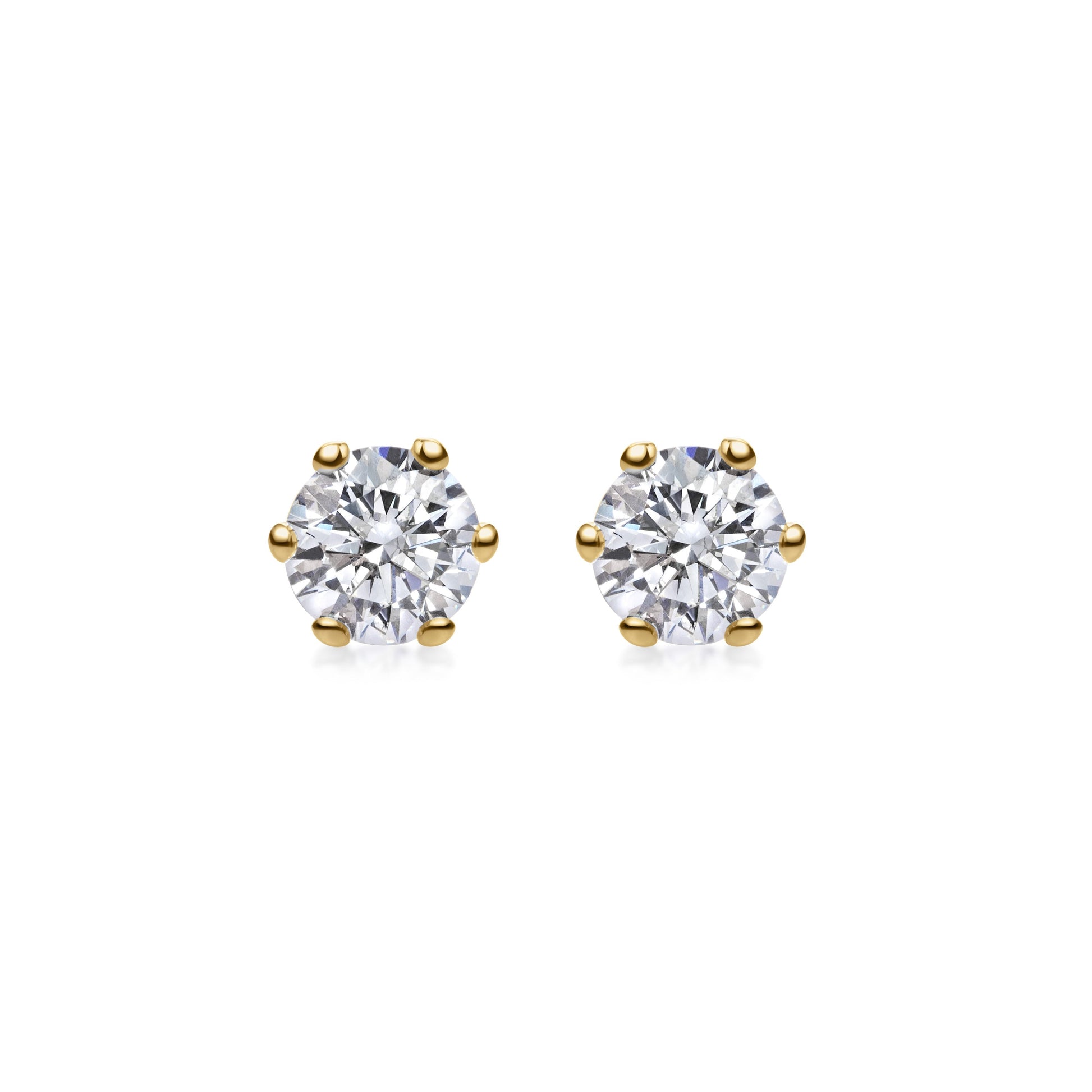 Elegant 0.5 CT Round Lab-Grown Diamond Stud Earrings in Gold Setting 1