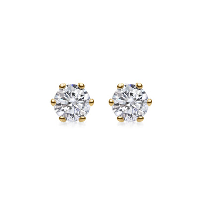 Elegant 0.5 CT Round Lab-Grown Diamond Stud Earrings in Gold Setting 1