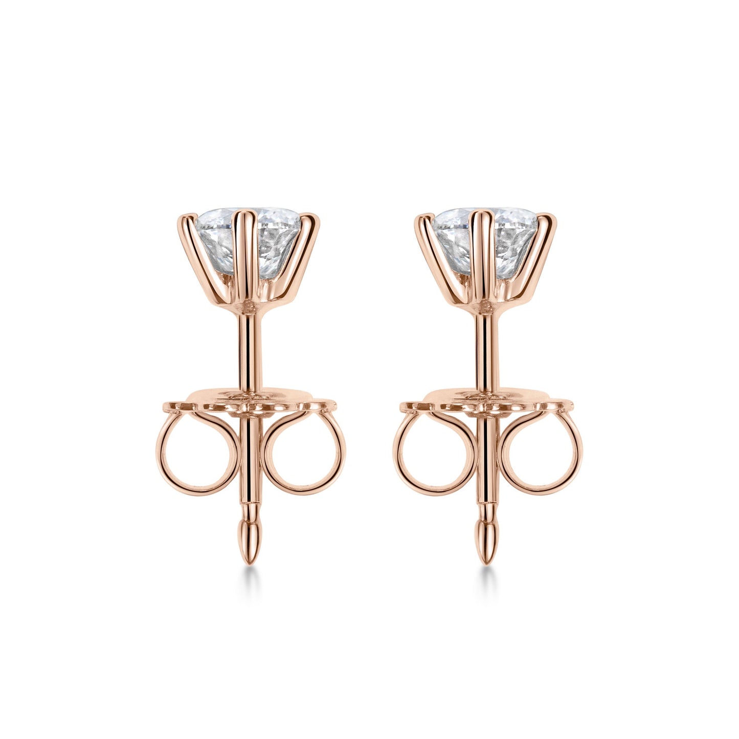 Elegant 0.5 CT Round Lab-Grown Diamond Stud Earrings in Gold Setting 4