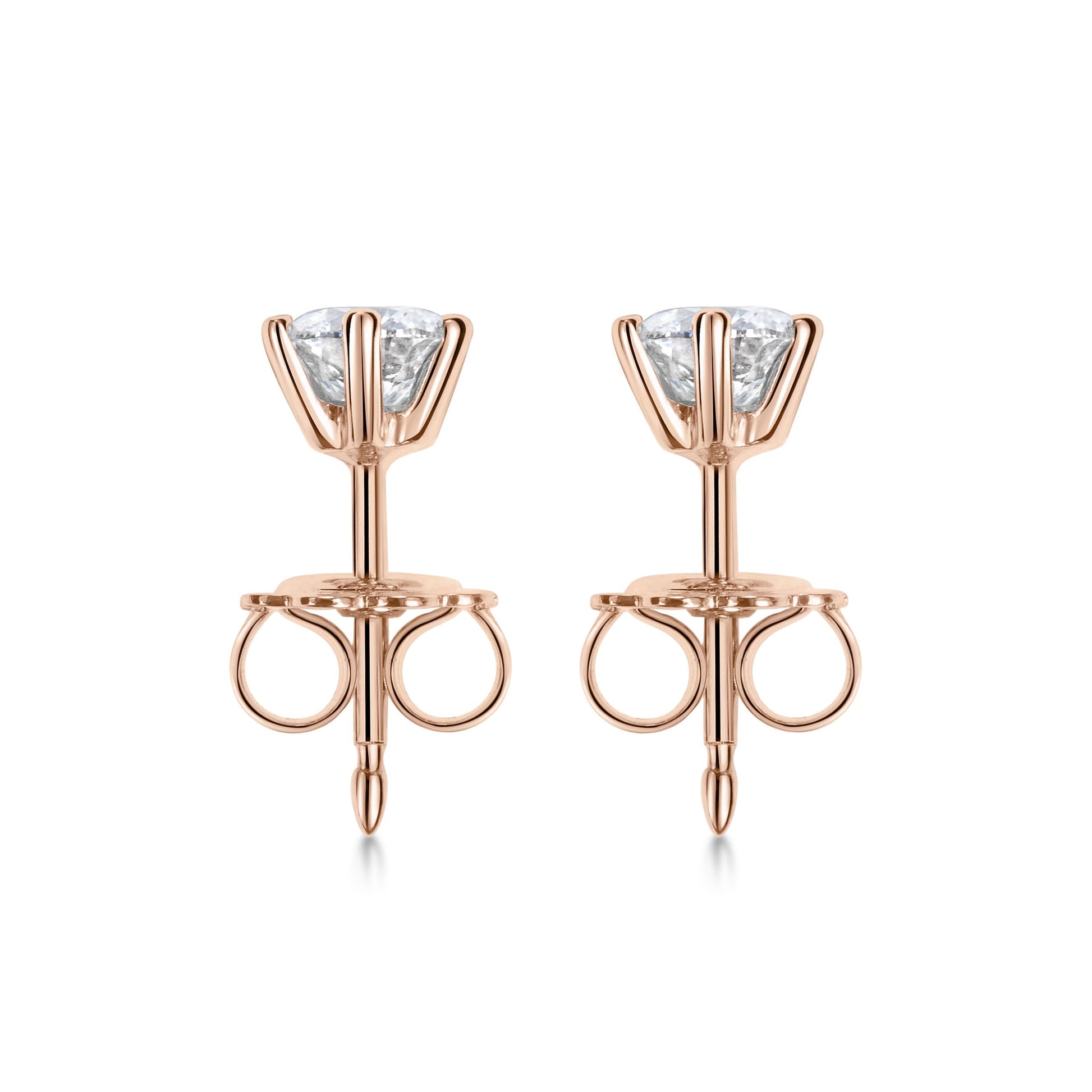 Elegant 0.5 CT Round Lab-Grown Diamond Stud Earrings in Gold Setting 4
