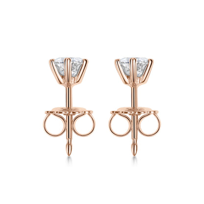 Elegant 0.5 CT Round Lab-Grown Diamond Stud Earrings in Gold Setting 4