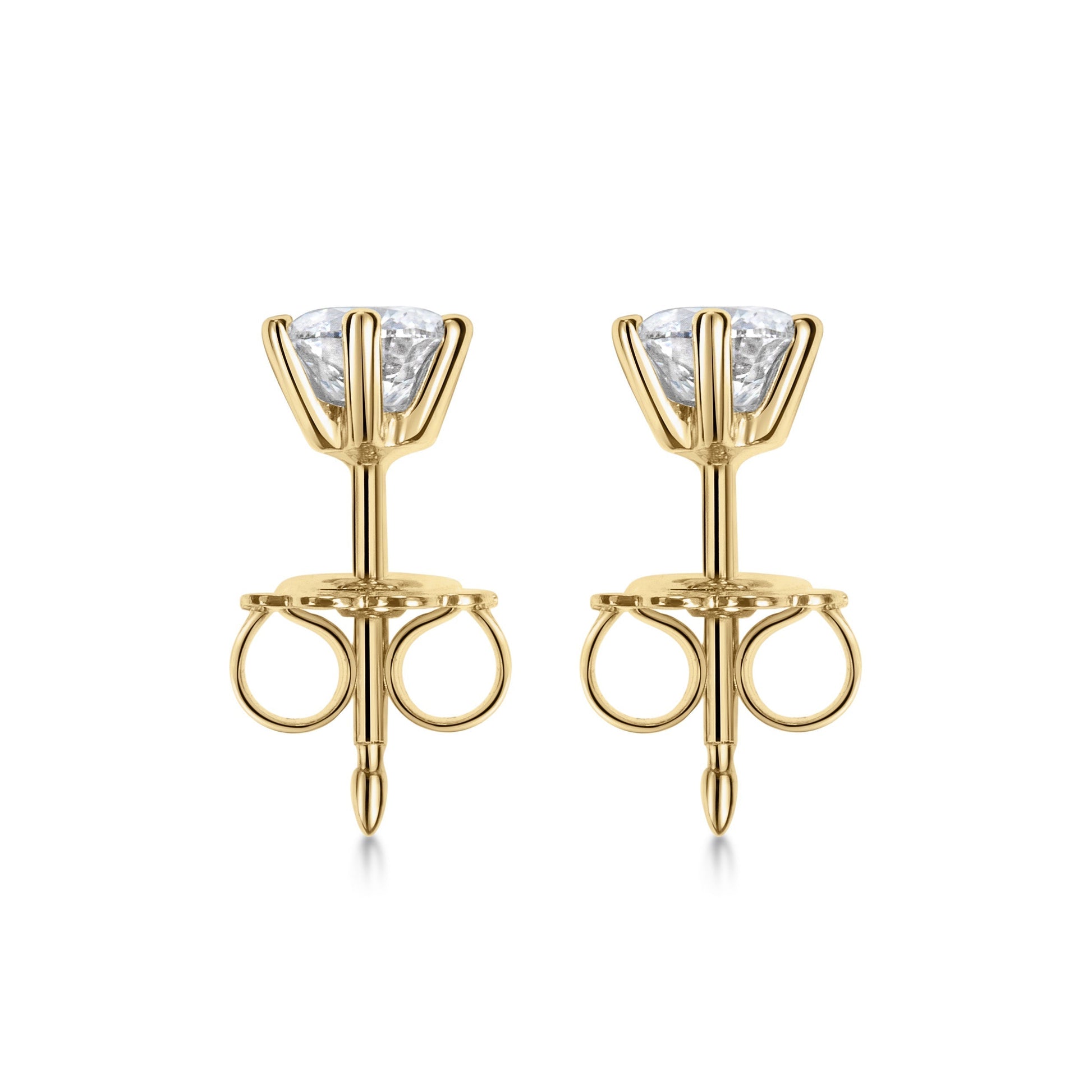 Elegant 0.5 CT Round Lab-Grown Diamond Stud Earrings in Gold Setting 2