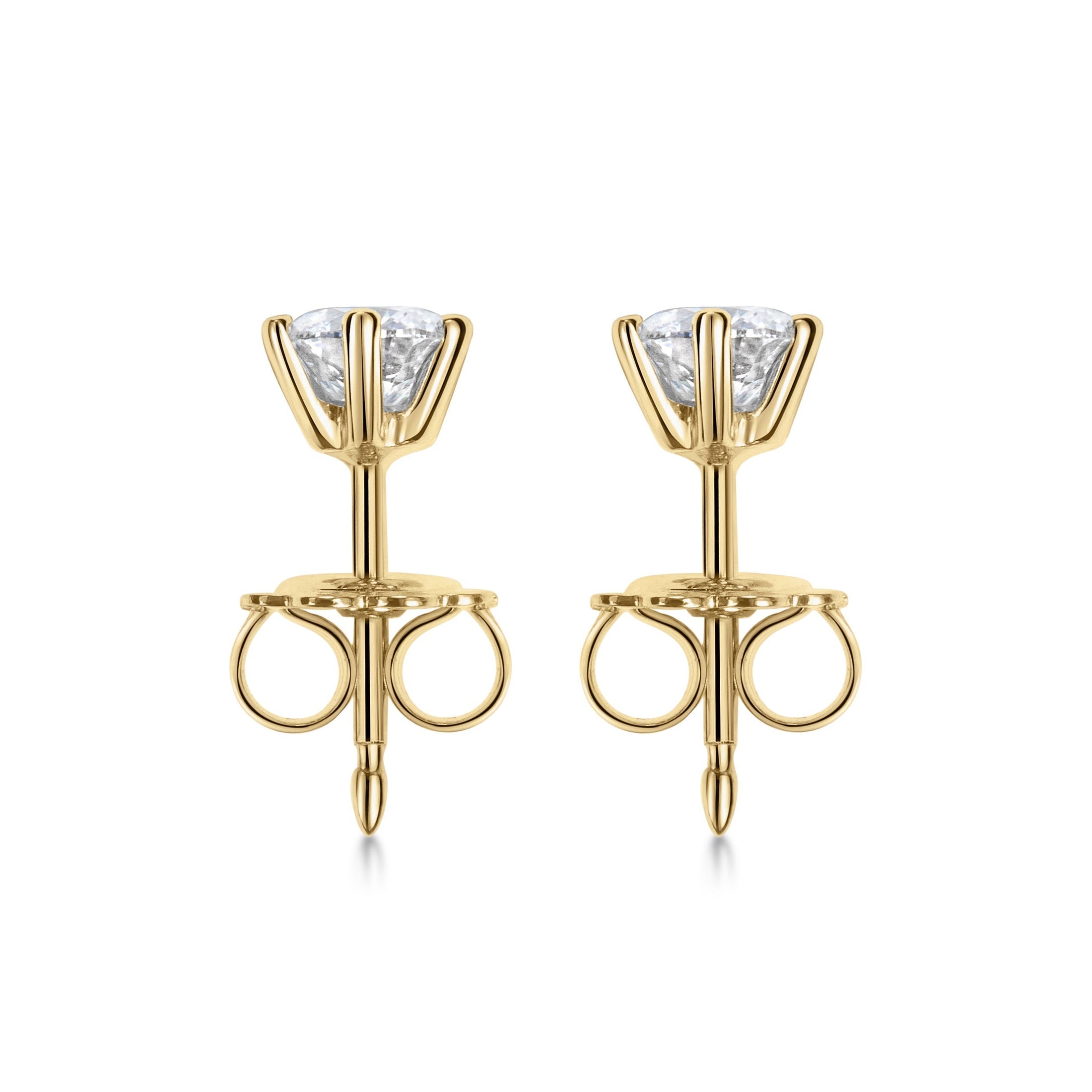 Elegant 0.5 CT Round Lab-Grown Diamond Stud Earrings in Gold Setting