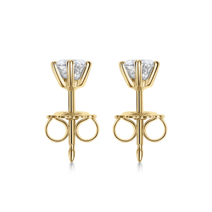 Elegant 0.5 CT Round Lab-Grown Diamond Stud Earrings in Gold Setting 2