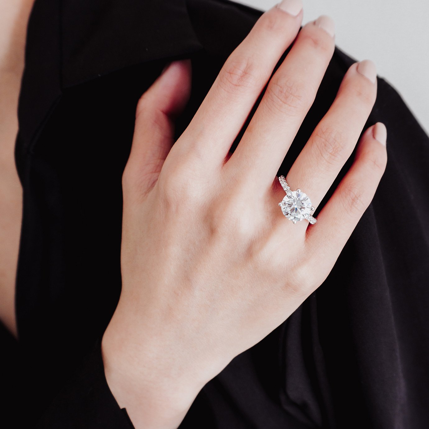 3.5 CT Round Lab-Grown Diamond Hidden Halo Pave Engagement Ring 7