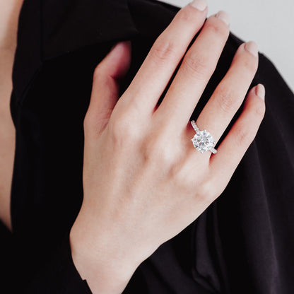 3.5 CT Round Lab-Grown Diamond Hidden Halo Pave Engagement Ring 7