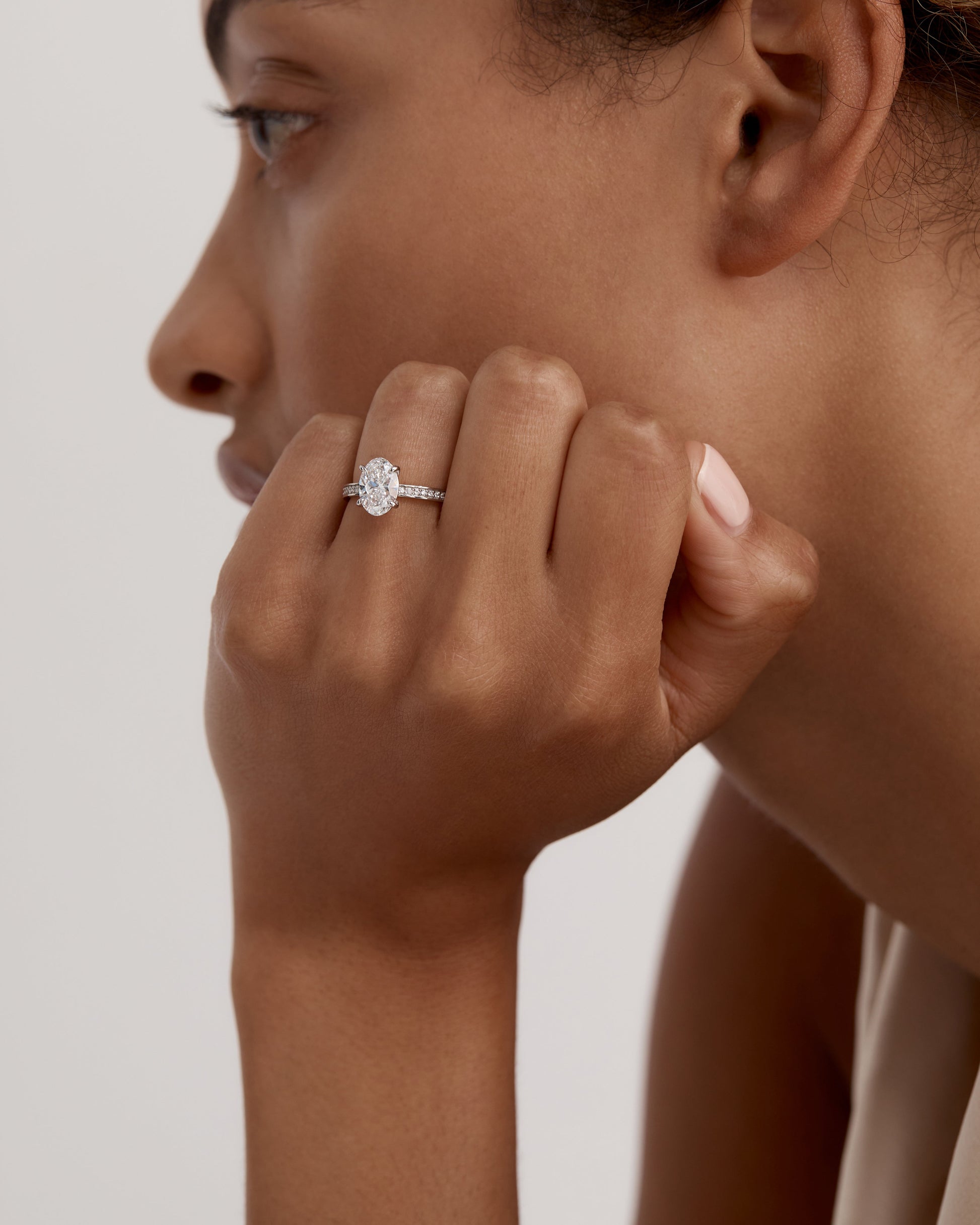 2.0 CT Oval Lab Grown Diamond Pavé Solitaire Ring 8