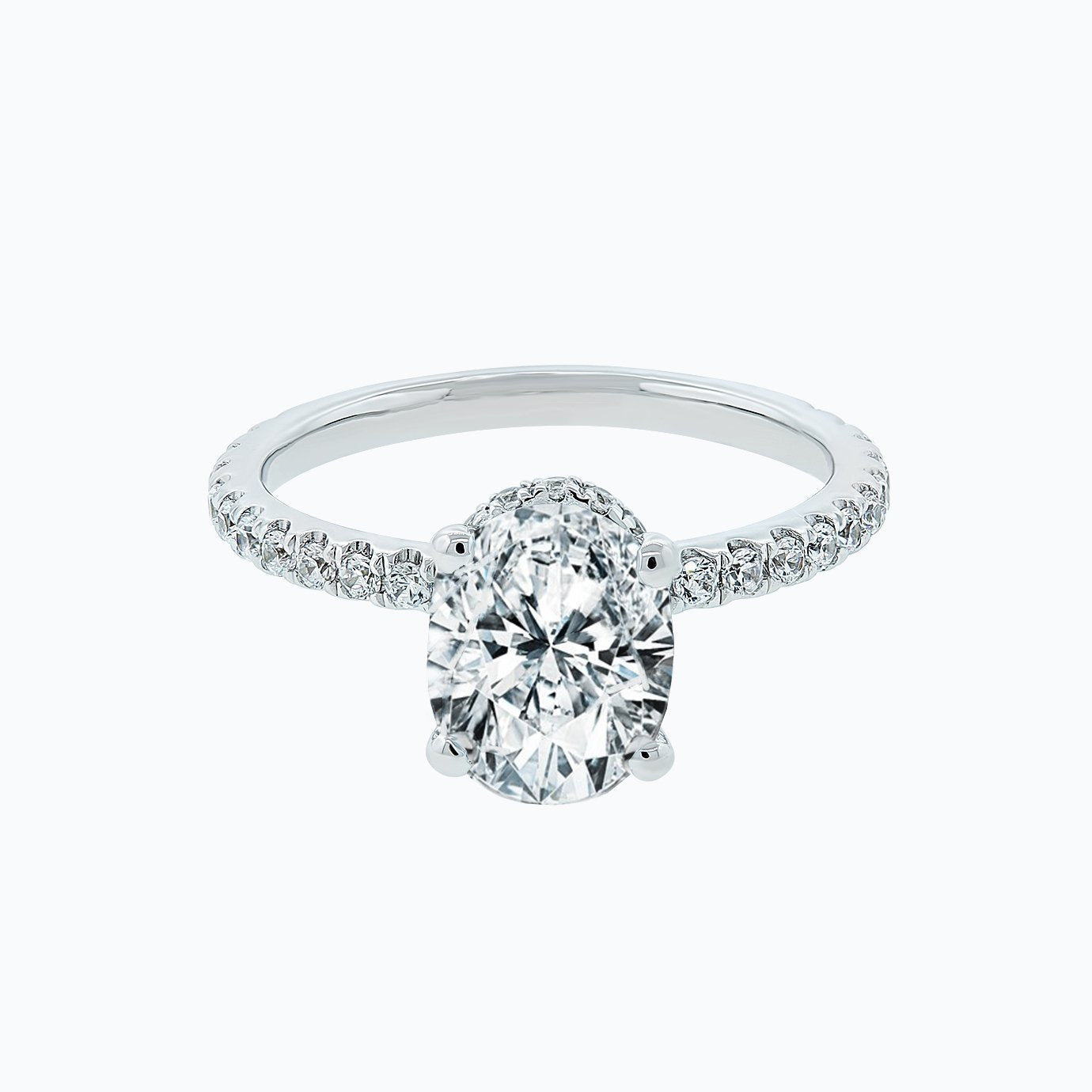 2.5 CT Oval Lab-Grown Diamond Hidden Halo Pave Ring