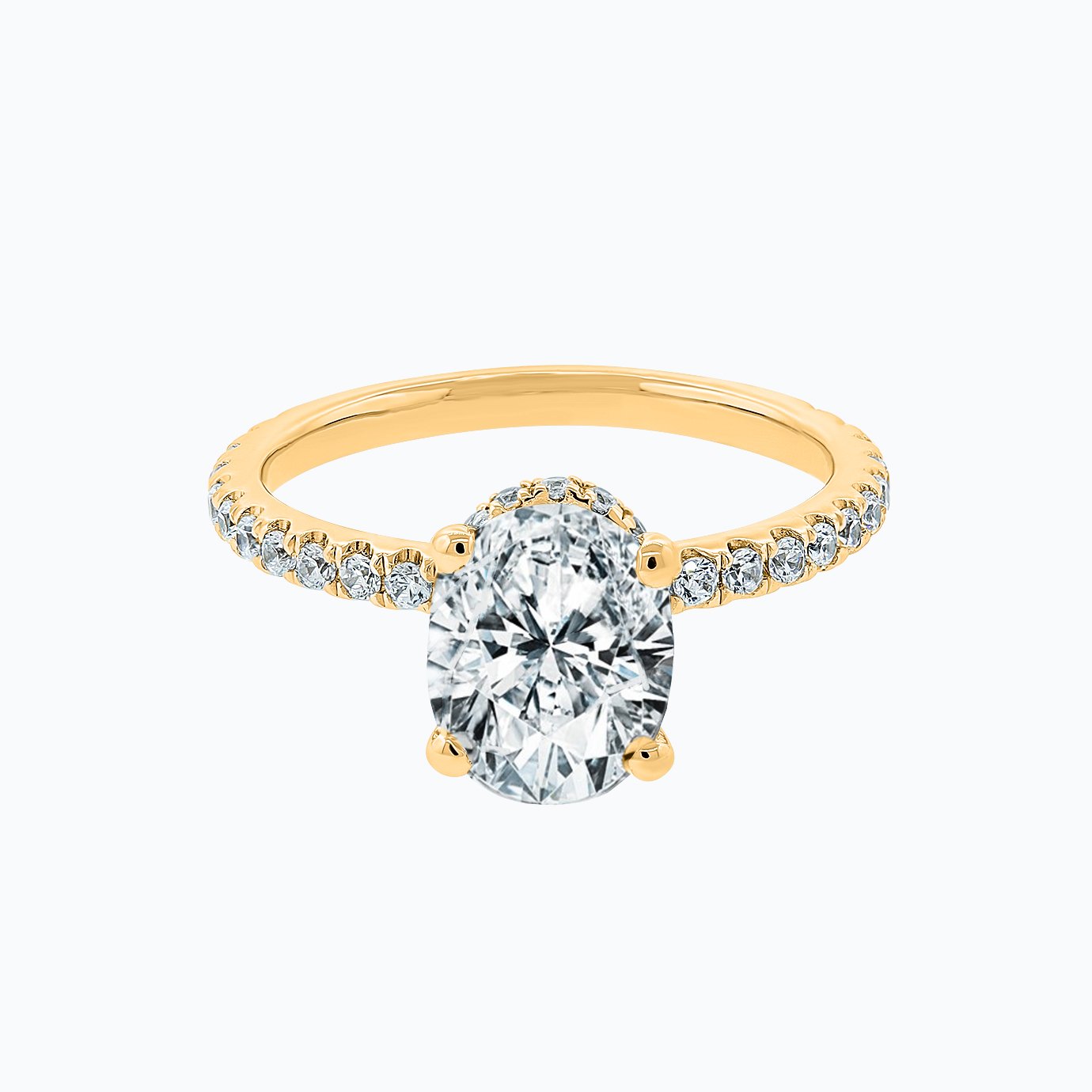 2.5 CT Oval Lab-Grown Diamond Hidden Halo Pave Ring 1