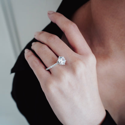 2.0 CT Round Lab-Grown Diamond Hidden Halo Pave Engagement Ring 6