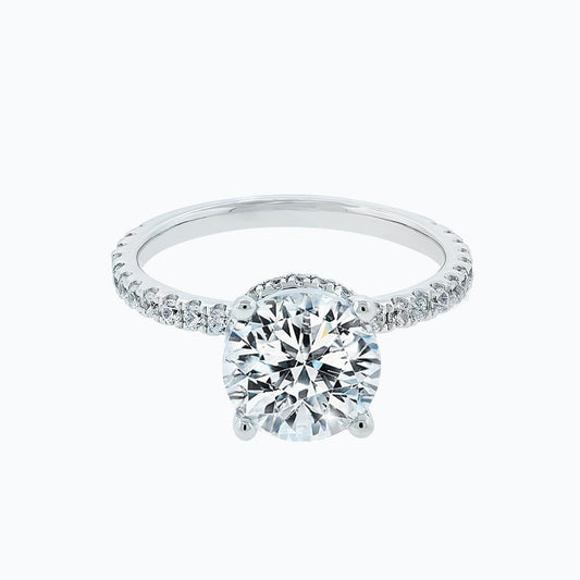 2.0 CT Round Lab-Grown Diamond Pave Hidden Halo Engagement Ring