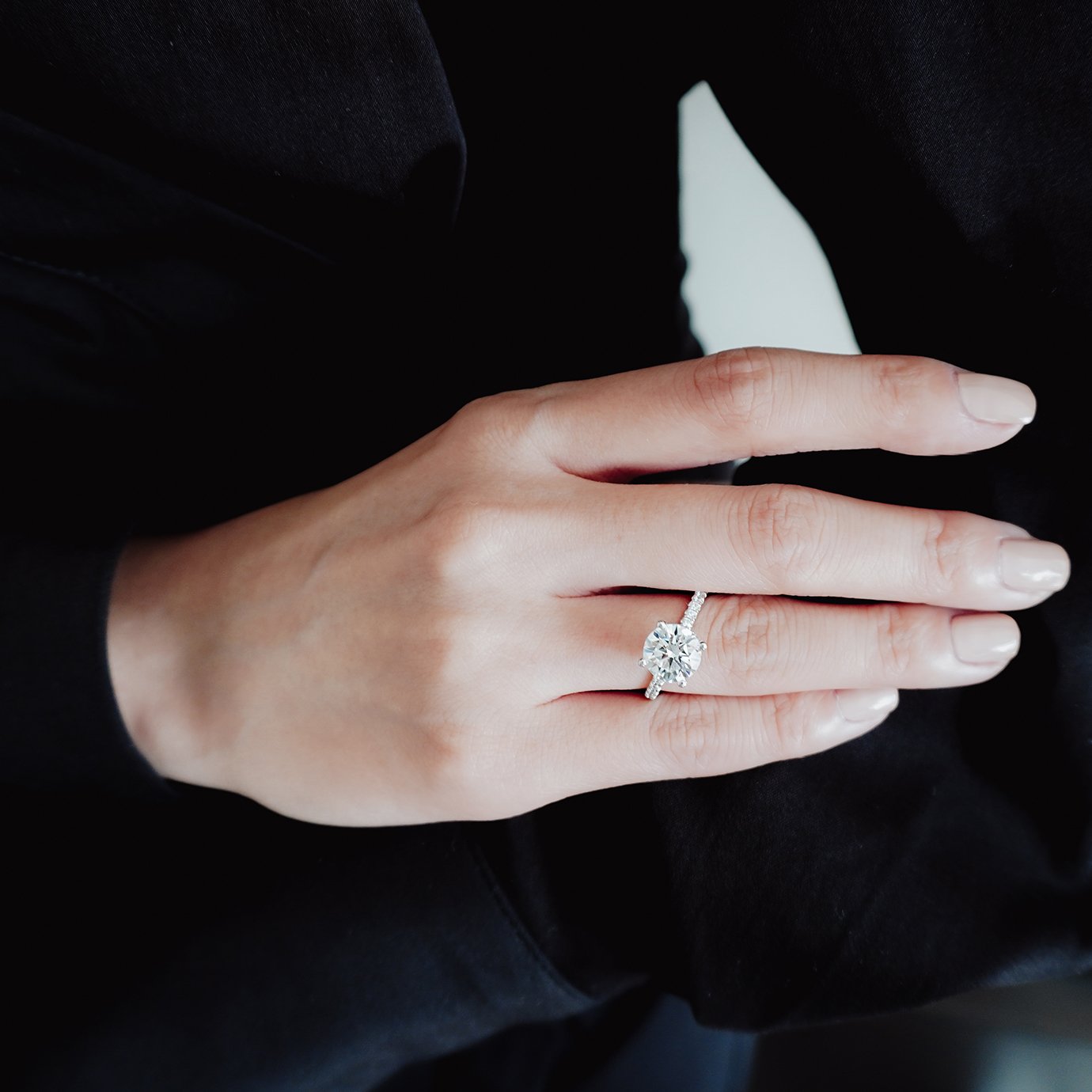 2.0 CT Round Lab-Grown Diamond Pave Hidden Halo Engagement Ring 3