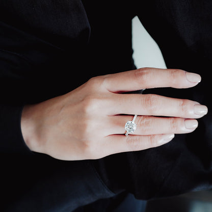 2.0 CT Round Lab-Grown Diamond Pave Hidden Halo Engagement Ring 3