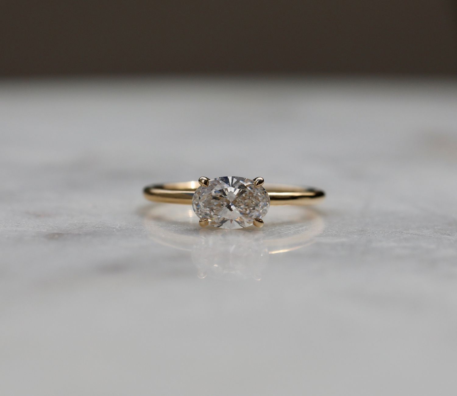 1 Carat Oval Lab-Grown Diamond Solitaire Gold Engagement Ring