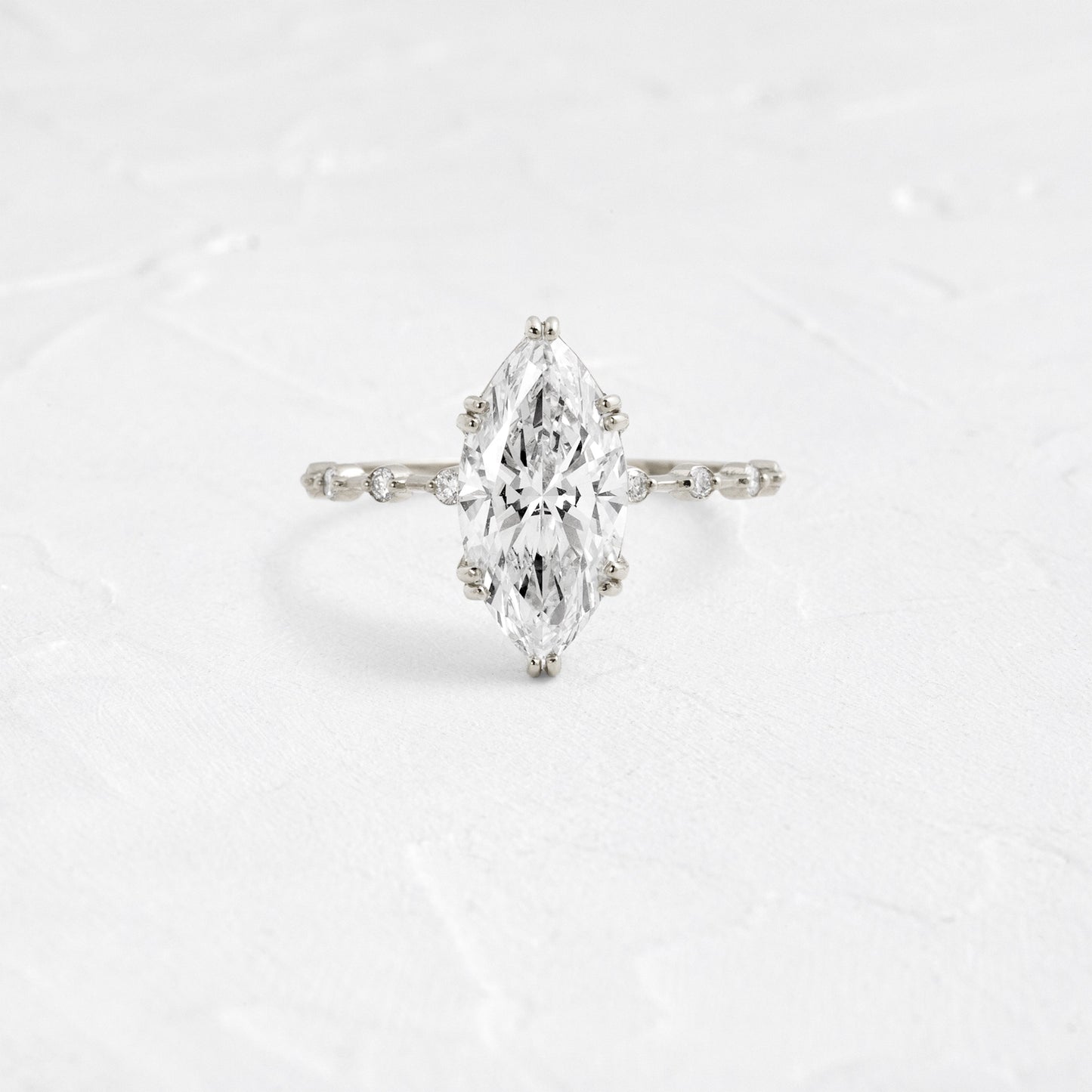 Pave Double Prong-Marquise Lab Grown Diamond Engagement Ring